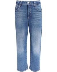 7 For All Mankind - Embellished Stovepipe Straight Ankle Jeans - Lyst