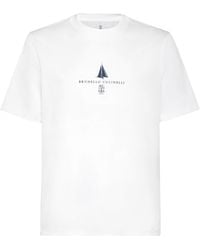 Brunello Cucinelli - Cotton Logo Print T-Shirt - Lyst