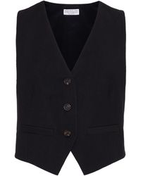 Brunello Cucinelli - Linen-blend Tailored Waistcoat - Lyst
