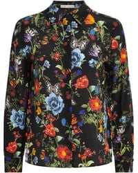 Alice + Olivia - Silk Floral Print Willa Blouse - Lyst