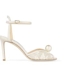 Jimmy Choo - Sacora 85 Lace Leather Sandals - Lyst
