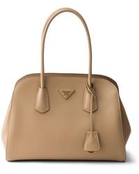Prada - Medium Leather Top-Handle Bag - Lyst
