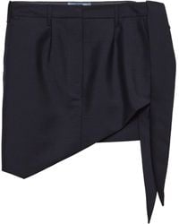 Prada - Mohair-Wool Belted Mini Skirt - Lyst