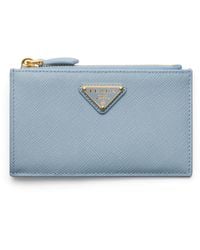 Prada - Saffiano Leather Zip Card Holder - Lyst