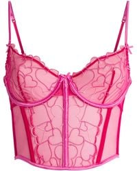 Skims - Tulle Embroidered Hearts Demi Corset - Lyst