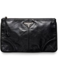 Prada - Leather Triangle Pouch - Lyst