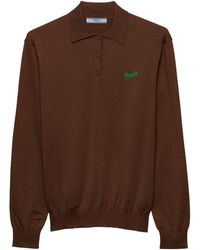 Prada - Silk-Blend Long-Sleeve Polo Shirt - Lyst