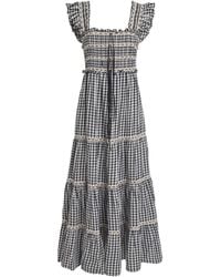 RIXO London - Cotton Check Chandra Midi Dress - Lyst