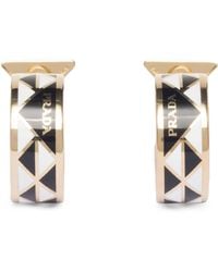 Prada - Enamel Triangle Hoop Earrings - Lyst