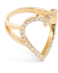 Jacquie Aiche - Yellow Gold And Diamond Heart Pinky Ring (size 4) - Lyst