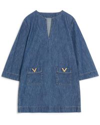 Valentino - Denim Shift Mini Dress - Lyst