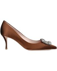 Roger Vivier - Satin Decolleté Flower Strass Pumps 65 - Lyst