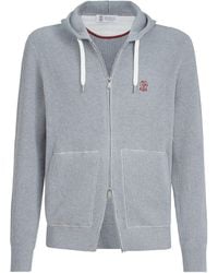 Brunello Cucinelli - Cotton Ribbed Zip-Up Hoodie - Lyst