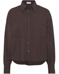 Brunello Cucinelli - Virgin Wool-Blend Monili-Tab Shirt - Lyst
