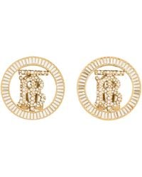 Burberry - Crystal-embellished Tb Monogram Clip-on Earrings - Lyst