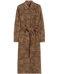 Weekend by Maxmara - Silk Leopard Print Midi Shirt Dress - Lyst