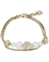 McQueen - Faux Pearl And Skull Bracelet - Lyst