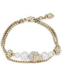 McQueen - Faux Pearl And Skull Bracelet - Lyst