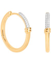 Astrid & Miyu - Plated Pavé Knot Hoop Earrings - Lyst