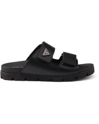 Prada - Leather Triangle Sandals - Lyst