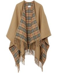 Burberry - Wool Check Reversible Cape - Lyst