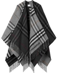 Burberry - Wool-Cashmere Contrast-Check Cape - Lyst