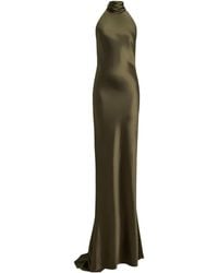 Ralph Lauren - Chilton Stretch Satin Halter Evening Dress - Lyst