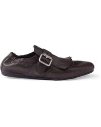 Prada - Leather Fringed Shuffle Loafers - Lyst