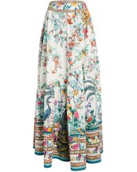 Camilla - Cotton Plumes And Parterres Maxi Skirt - Lyst