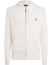Polo Ralph Lauren - Cotton Cable-Knit Zip-Up Hoodie - Lyst