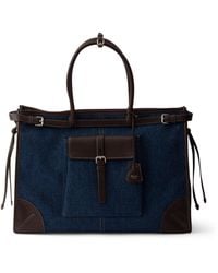 Prada - Denim And Leather Bonnie Tote Bag - Lyst
