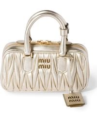 Miu Miu - Mini Matelassé Leather Arcadie Top-Handle Bag - Lyst