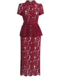Self-Portrait - Lace Belted Midi Dress - Lyst