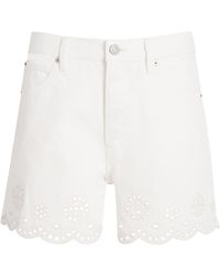 FRAME - The Eyelet Long Hang Denim Shorts - Lyst