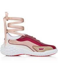 Christian Louboutin - Mara Suede-Trim Lace-Up Sneakers - Lyst
