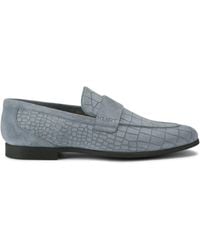 Kurt Geiger - Croc-Embossed Suede Aldgate Flex Loafers - Lyst