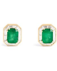 SHAY - Diamond And Emerald Halo Earrings - Lyst