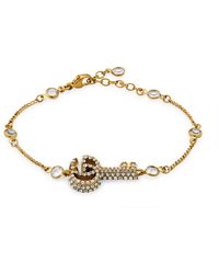 Gucci - Double G Key Bracelet With Crystals - Lyst