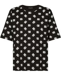 Dolce & Gabbana - Cotton Dg Monogram Print T-shirt - Lyst