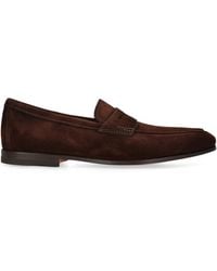 Santoni - Suede Carlo Penny Loafers - Lyst