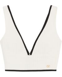 Valentino - Cotton V-Neck Crop Top - Lyst