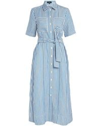 ME+EM - Stripe Belted Midi Dress - Lyst