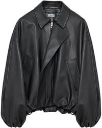 Loewe - Leather Flap Bomber Jacket - Lyst