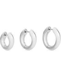 Balenciaga - Set Of 3 Sterling Silver Hoop Earrings - Lyst