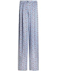 Dolce & Gabbana - Silk Floral Wide-Leg Trousers - Lyst