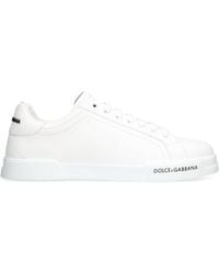 Dolce & Gabbana - Leather Sneakers With Lateral Logo Patch - Lyst