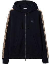 Burberry - Check Motif Cotton Hoodie - Lyst