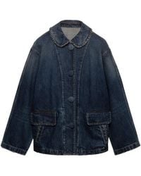 Prada - Washed Blouson Denim Jacket - Lyst