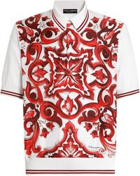Dolce & Gabbana - Cotton-Silk Majolica Print Polo Shirt - Lyst