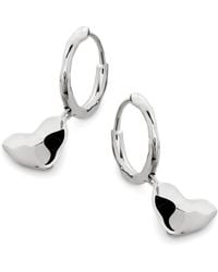 Monica Vinader - Sterling Heart Drop Huggie Earrings - Lyst